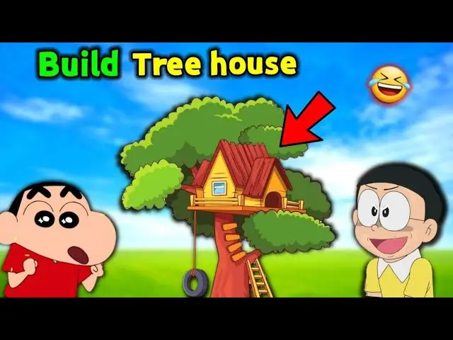 Shinchan And Nobita Building Tree House 😂 || 😱 Funny Game Roblox