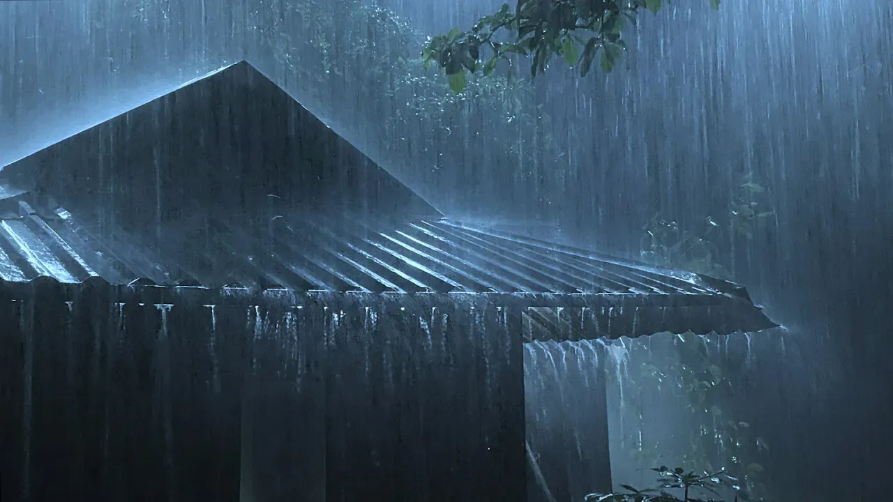 Overcome Stress to Sleep Instantly with Heavy Rain & Paramount Thunder Sounds on a Tin Roof at Night